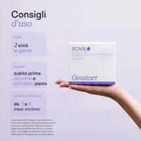 Come assumere Ovastart: 1 stick al mattino e alla sera prima dei pasti, da diluire in acqua o direttamente in bocca